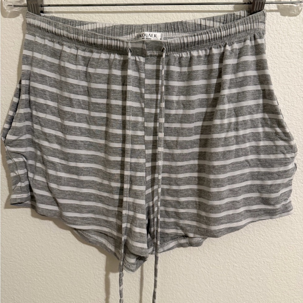 Women's Gray Striped Pajama Shorts